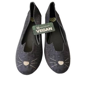 TUK Sophistakitty Vegan Ballet Flats Black and Grey Leopard Print Women’s Size 9